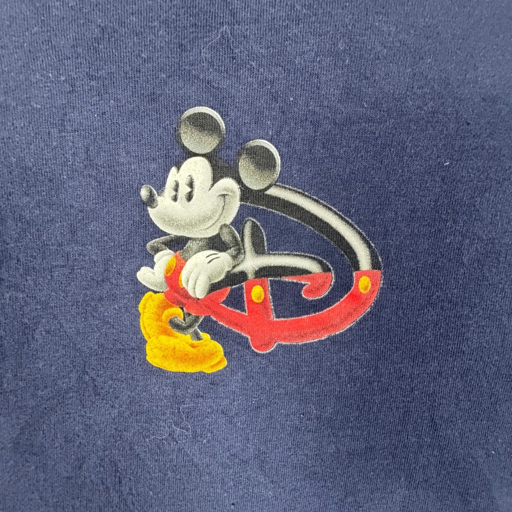 Disney Mickey Mouse Long Sleeve Shirt Navy Blue Character Sleeve Graphic Mens L - Picture 2 of 6